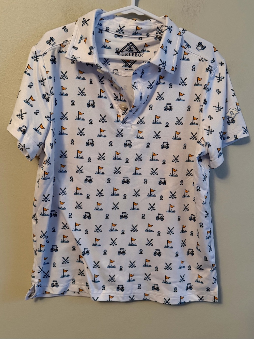 Burlebo White Golf Print Polo